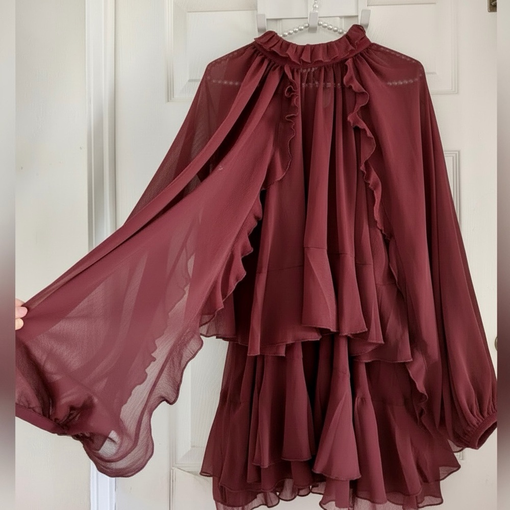 Commense Tiered Ruffle Chiffon Mini Dress Set with Liner - Picture 12 of 12